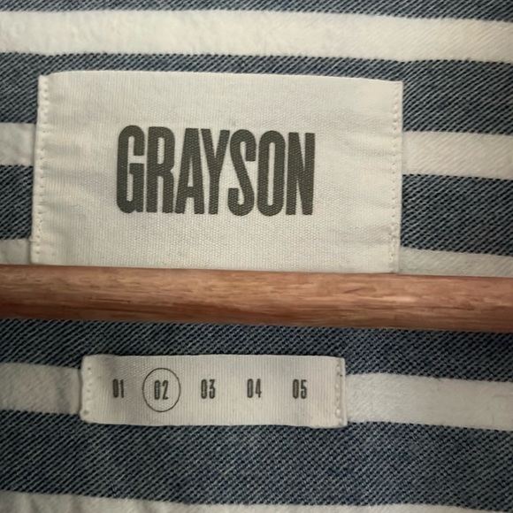 EUC Grayson The Hero Button-Up Shirt, Blue Melange Stripes, Feathered Flannel, 2 - Picture 2 of 6